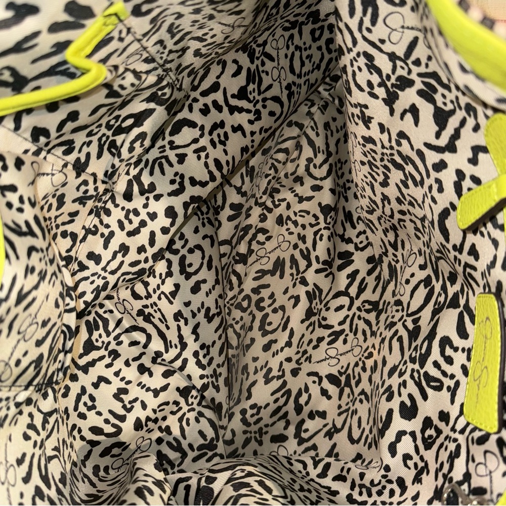 Jessica Simpson Black & White & Neon Yellow Shoulder Bag - Picture 6 of 8
